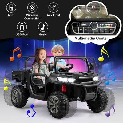 Costway 24V Ride On Dump Truck Electric 2-Seater Kids UTV W/Dump Bed & Bight Lights And Remote Control Red 6 Costway 24V Ride On Dump Truck Electric 2-Seater Kids UTV W/Dump Bed & Bight Lights And Remote Control Red - Image 4