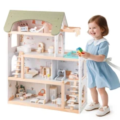 Costway Kids Wooden Dollhouse 4-Story Modern Doll House With 33Pcs Furniture Accessories 19 Costway Kids Wooden Dollhouse 4-Story Modern Doll House With 33Pcs Furniture Accessories -Kiddie Kingdom Store GUEST 1dbfaaad bb58 46be b6f6 a08d7ec529b7