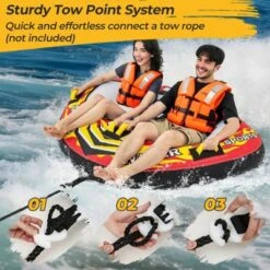 Costway Towable Tube For Boating 1 Or 2 Person Inflatable Boat Tube For Youth & Adult Red 19 Costway Towable Tube For Boating 1 Or 2 Person Inflatable Boat Tube For Youth & Adult Red -Kiddie Kingdom Store GUEST 1e293963 0565 4e1b bb38 a8b0a164ef8e