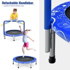 Costway 36'' Kids Trampoline Rebounder W/Full Covered Handrail & Pad Indoor Outdoor PinkBlue -Kiddie Kingdom Store GUEST 1e571057 18a7 4951 91f3 989afb494dc2