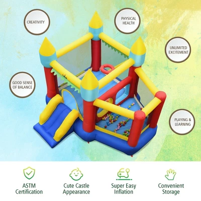 Costway Inflatable Bounce House Slide Jumping Castle W/ Tunnels Ball Pit & 480W Blower 7 Costway Inflatable Bounce House Slide Jumping Castle W/ Tunnels Ball Pit & 480W Blower - Image 5
