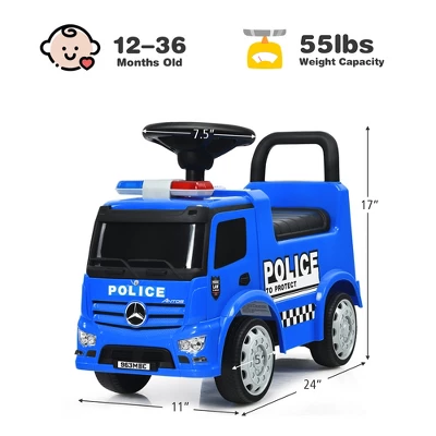 Costway Kids Ride On Push Police Car Licensed Mercedes Benz Push And Ride Racer 4 Costway Kids Ride On Push Police Car Licensed Mercedes Benz Push And Ride Racer - Image 2
