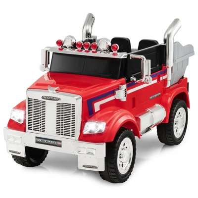 Costway 12V Licensed Freightliner Kids Ride On Truck Car RC W/ Dump Box & Lights RedBlue 12 Costway 12V Licensed Freightliner Kids Ride On Truck Car RC W/ Dump Box & Lights RedBlue - Image 10
