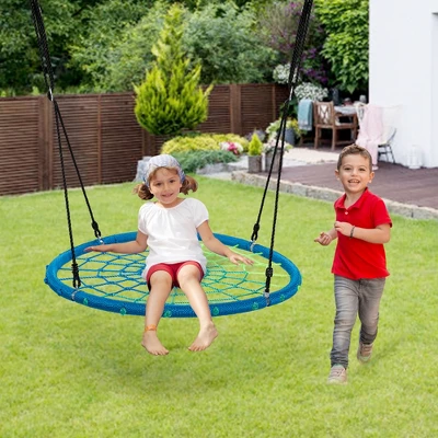 Costway 40'' Spider Web Tree Swing Kids Outdoor Play Set W/ Adjustable Ropes Gift OrangeBlueGreen 5 Costway 40'' Spider Web Tree Swing Kids Outdoor Play Set W/ Adjustable Ropes Gift OrangeBlueGreen - Image 3