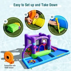 Costway Inflatable Water Slide Castle Kids Bounce House W/ Octopus Style & 750W Blower -Kiddie Kingdom Store GUEST 22b1baf2 cf63 427e b927 9e1c67478b94