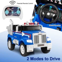 Costway 12V Licensed Freightliner Kids Ride On Truck Car RC W/ Dump Box & Lights RedBlue 18 Costway 12V Licensed Freightliner Kids Ride On Truck Car RC W/ Dump Box & Lights RedBlue -Kiddie Kingdom Store GUEST 22efc4ef 5340 430f b7b0 2d6284c54040