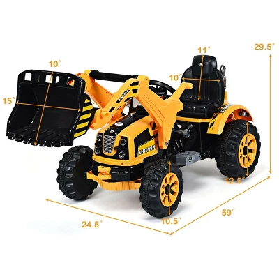 Costway 12V Battery Powered Kids Ride On Excavator Truck W/ Front Loader Digger Yellow 4 Costway 12V Battery Powered Kids Ride On Excavator Truck W/ Front Loader Digger Yellow - Image 2