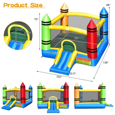 Costway Inflatable Bounce House Kids Jumping Castle W/ Slide&Ocean Balls Blower Excluded 4 Costway Inflatable Bounce House Kids Jumping Castle W/ Slide&Ocean Balls Blower Excluded - Image 2