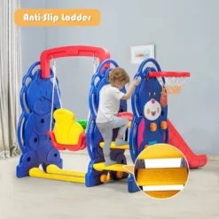 3 In 1 Toddler Climber And Swing Set Kid Climber Slide Playset W/Basketball Hoop -Kiddie Kingdom Store GUEST 249bfc26 b117 4df4 b072 34b7d9d5c327