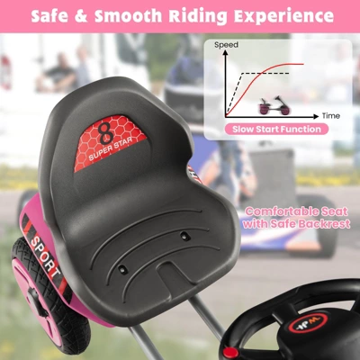 Costway 12V Kids Electric Go Kart Foldable Quad Racing Ride On Toy Car With Flashing Light Pink/Red 7 Costway 12V Kids Electric Go Kart Foldable Quad Racing Ride On Toy Car With Flashing Light Pink/Red - Image 5