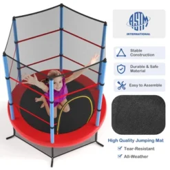 Costway 55" Kids Trampoline Bouncing Jumping Mat Recreational Trampoline W/Enclosure Net -Kiddie Kingdom Store GUEST 258fd202 a3a4 47bb 8e21 0ec7d1f880ae