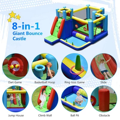Costway Inflatable Bounce House 8-in-1 Kids Inflatable Slide Bouncer (With 735W Blower) 8 Costway Inflatable Bounce House 8-in-1 Kids Inflatable Slide Bouncer (With 735W Blower) - Image 6