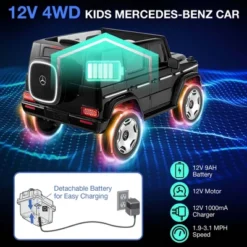 Costway Licensed Mercedes-Benz EQG Kids Ride On Car With Remote Control Detachable Battery Black/White -Kiddie Kingdom Store GUEST 26072736 627a 4625 a361 54390cb82815