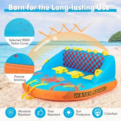 Costway Towable Tube For Boating 3 Riders With Front & Back Tow Points For Towing Rider 9 Costway Towable Tube For Boating 3 Riders With Front & Back Tow Points For Towing Rider - Image 7