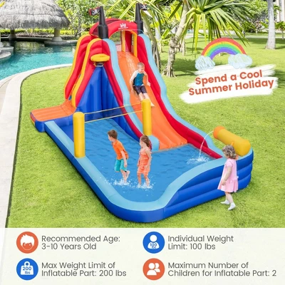 Costway Inflatable Water Slide Park Pirate Theme Bouncer Playhouse Castle With 735W Blower 6 Costway Inflatable Water Slide Park Pirate Theme Bouncer Playhouse Castle With 735W Blower - Image 4