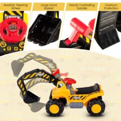 Costway Kids Toddler Ride On Excavator Digger Truck Scooter Seat Storage W/Sound&Helmet -Kiddie Kingdom Store GUEST 27dc2b59 3254 4162 baf6 aacc670b50fd