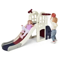 Costway 6-In-1 Large Slide For Kids Toddler Climber Slide Playset W/ Basketball Hoop -Kiddie Kingdom Store GUEST 27e4a587 8c6a 465a 9c46 acfe64b80735