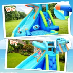 Costway Inflatable Kids Hippo Bounce House Slide Climbing Wall Splash Pool W/740W Blower -Kiddie Kingdom Store GUEST 2927297e 6032 408b b345 c33801183634 1