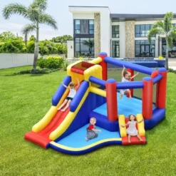 Costway Inflatable Bouncy Castle Kids Jumping House W/ Double Slides Air Blower Excluded