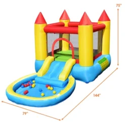 Costway Inflatable Bounce House Kids Slide Jumping Castle Bouncer W/ Balls Pool & Bag