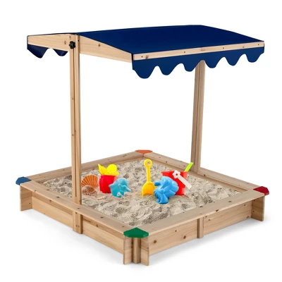Costway Kids Wooden Sandbox With Height Adjustable & Rotatable Canopy Outdoor Playset 10 Costway Kids Wooden Sandbox With Height Adjustable & Rotatable Canopy Outdoor Playset - Image 8