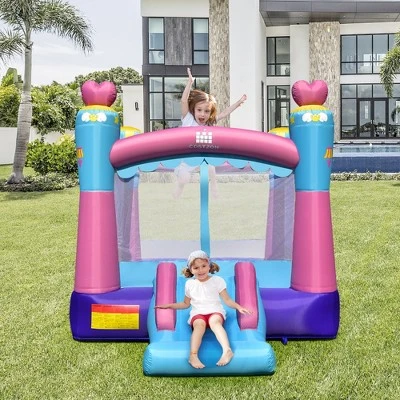 Costway Inflatable Bounce House 3-in-1 Princess Theme Inflatable Castle W/ 550W Blower 4 Costway Inflatable Bounce House 3-in-1 Princess Theme Inflatable Castle W/ 550W Blower - Image 2