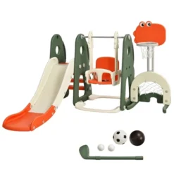 Costway 6 In 1 Toddler Slide And Swing Set Climber Playset W/ Ball Games WhiteOrange -Kiddie Kingdom Store GUEST 2b94961b 4e19 43f8 8b6d 78ed1360a59d