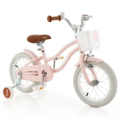 Costway 14'' Kid's Bike With Removable Training Wheels & Basket For 3-5 Years Old Pink/Blue -Kiddie Kingdom Store GUEST 2c073a41 ce77 4105 8385 a6545bc68415