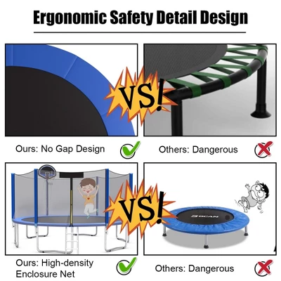 Costway 12/14/15ft Trampoline W/ Safety Enclosure Net Ladder Basketball Hoop 10 Costway 12/14/15ft Trampoline W/ Safety Enclosure Net Ladder Basketball Hoop - Image 8