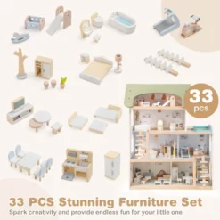 Costway Kids Wooden Dollhouse 4-Story Modern Doll House With 33Pcs Furniture Accessories 15 Costway Kids Wooden Dollhouse 4-Story Modern Doll House With 33Pcs Furniture Accessories -Kiddie Kingdom Store GUEST 2d0ff70c 3b67 4258 a11b 07d9d0e70f0e