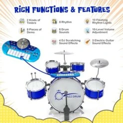 Costway Jazz Drum Set For Toddler Kids Educational Toy W/Keyboard Cymbal Microphone -Kiddie Kingdom Store GUEST 2db3342b 9331 48b3 80e9 18295dbc227e
