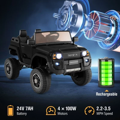 Costway 24V 2 Seater Ride On Car For Kids Licensed Toyota LC250 Ride On Truck With Remote Black/Gray/Navy/Pink/Red 7 Costway 24V 2 Seater Ride On Car For Kids Licensed Toyota LC250 Ride On Truck With Remote Black/Gray/Navy/Pink/Red - Image 5