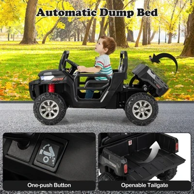 Costway 24V Ride On Dump Truck Electric 2-Seater Kids UTV W/Dump Bed & Bight Lights And Remote Control Red 4 Costway 24V Ride On Dump Truck Electric 2-Seater Kids UTV W/Dump Bed & Bight Lights And Remote Control Red - Image 2