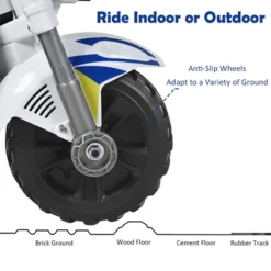 Costway 6V Kids Ride On Police Motorcycle Trike 3-Wheel W/ Headlight And Flashing Siren, White -Kiddie Kingdom Store GUEST 2fbd35a0 6874 4370 85bb 61c2b36db366