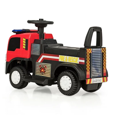 Costway Kids 6V Ride On Fire Truck Fire Engine Battery Powered W/ Siren 3 Costway Kids 6V Ride On Fire Truck Fire Engine Battery Powered W/ Siren