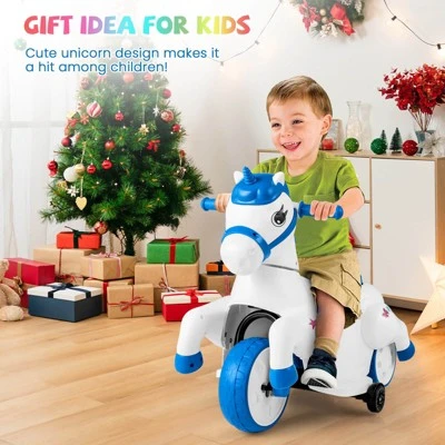 Costway 12V Kids Ride On Unicorn Toy W/ Training Wheels Music One-button Start Horse Toy 6 Costway 12V Kids Ride On Unicorn Toy W/ Training Wheels Music One-button Start Horse Toy - Image 4