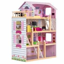 Costway Doll Cottage Dollhouse W/ Furniture Kids Wood House Playset Children Toy -Kiddie Kingdom Store GUEST 320a360d 6234 48bc a183 e42113ee6a5b