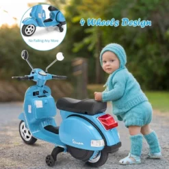 Kids Vespa Scooter 6V Rechargeable Ride On Motorcycle W/Training Wheels -Kiddie Kingdom Store GUEST 346fe227 070c 4672 b808 bf17e6251ba0