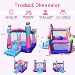 Costway Inflatable Bounce House 3-in-1 Princess Theme Inflatable Castle Without Blower -Kiddie Kingdom Store GUEST 34ffdb74 6699 471d 8cce 893d58d568e0
