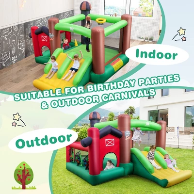 Costway Farm Themed Inflatable Castle Kids Bounce House W/ Double Slides 7 Costway Farm Themed Inflatable Castle Kids Bounce House W/ Double Slides - Image 5