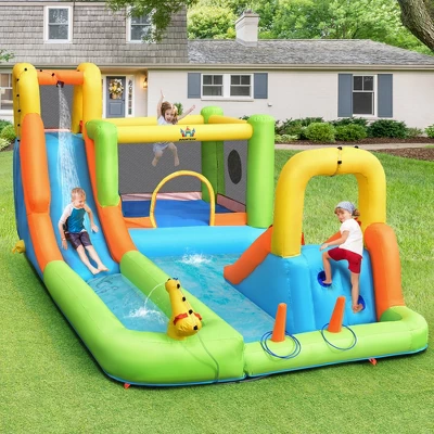 Costway Inflatable Water Slide Park Bounce House Climbing Wall W/ 750W Blower 4 Costway Inflatable Water Slide Park Bounce House Climbing Wall W/ 750W Blower - Image 2