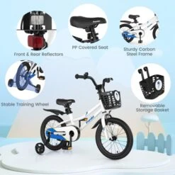 Costway 16'' Kid's Bike With Removable Training Wheels & Basket For 4-7 Years Old White/Blue/Red/Skyblue -Kiddie Kingdom Store GUEST 375bf8ce bceb 42c2 8c0b e149b8e29285
