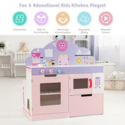 Costway 2 In 1 Kids Play Kitchen & Cafe Restaurant Wooden Pretend Cooking Playset Toy -Kiddie Kingdom Store GUEST 387702e1 2102 4146 97ed fe88a120902f