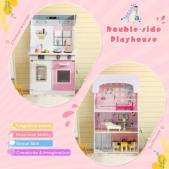 Costway Kids Kitchen Playset & Dollhouse 2-In-1 W/ Accessories & Furniture For Toddlers 14 Costway Kids Kitchen Playset & Dollhouse 2-In-1 W/ Accessories & Furniture For Toddlers -Kiddie Kingdom Store GUEST 38850b7b c7f1 47e0 b877 e6e8c7168a58