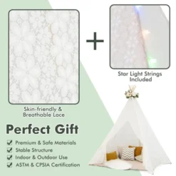 Costway 85'' Height 5 Sides Huge Lace Play Tent For Kids Adult Wedding W/ Light Strings -Kiddie Kingdom Store GUEST 38be29e8 28ee 48e0 a9e0 0a3659bcd967