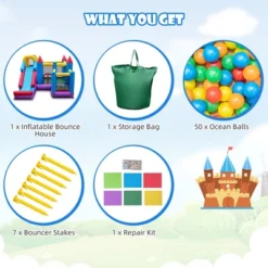 Costway 5-In-1 Inflatable Bounce Castle With Basketball Rim & Climbing Wall -Kiddie Kingdom Store GUEST 3a03ddd5 a6b5 49bb b7ad 035238f0fc74