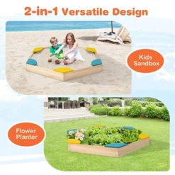 Costway Outdoor Wooden Sandbox With Seats Backyard Bottomless Sandpit For Kids Aged 3+ 15 Costway Outdoor Wooden Sandbox With Seats Backyard Bottomless Sandpit For Kids Aged 3+ -Kiddie Kingdom Store GUEST 3b00420f e5d5 412d b912 dc9c7da3de51
