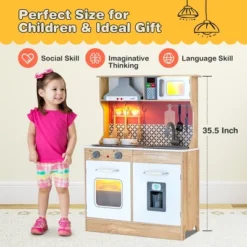 Costway Wooden Kitchen Playset Multi-Functional Pretend Cooking Set W/ Lights & Sounds -Kiddie Kingdom Store GUEST 3b1cacc5 8447 42e3 8e03 27c51ec14416