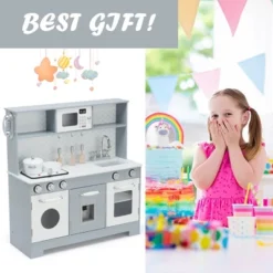 Costway Pretend Play Kitchen Wooden Toy Set For Kids W/ Realistic Light & Sound -Kiddie Kingdom Store GUEST 3b1e2c4f 9d1b 442d 8072 ef6ea7654ab9