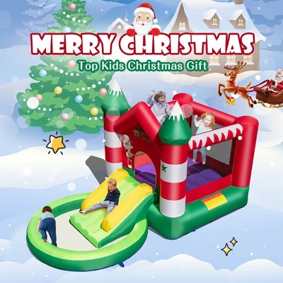 Costway Inflatable Bounce House Kids Christmas W/ Slide & Trampoline & Pool Without Blower 5 Costway Inflatable Bounce House Kids Christmas W/ Slide & Trampoline & Pool Without Blower - Image 3